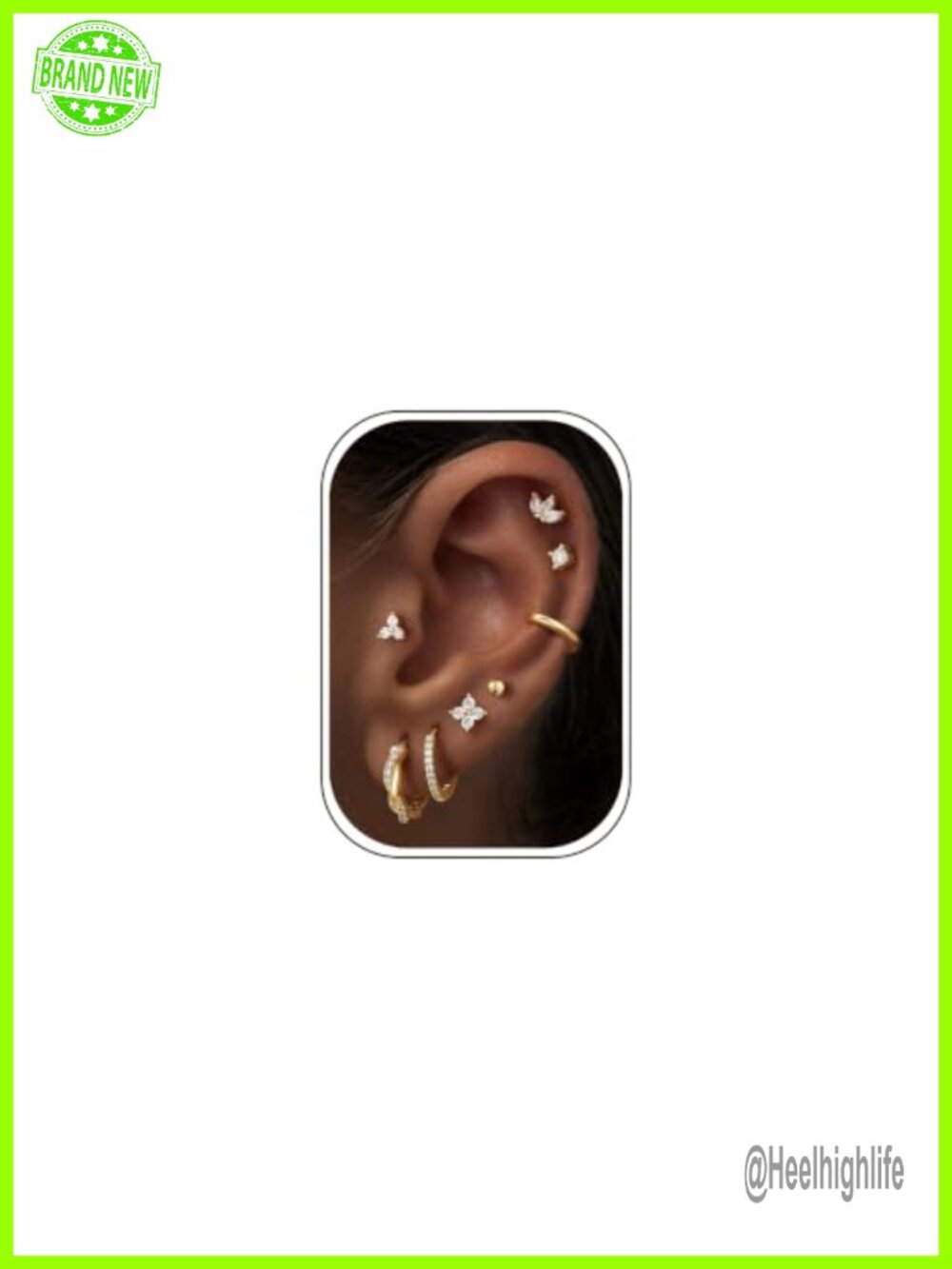8-Pair Gold Plated Huggie Hoop Earrings Hypoallergenic Flat Back for Women